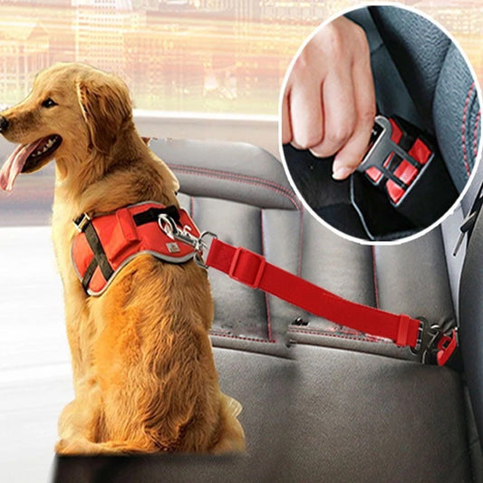 Adjustable Pet Harness cum Vehicle Seat Belt with Safety Clip Lever Traction