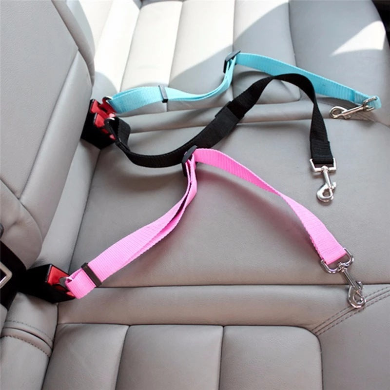 Adjustable Pet Harness cum Vehicle Seat Belt with Safety Clip Lever Traction