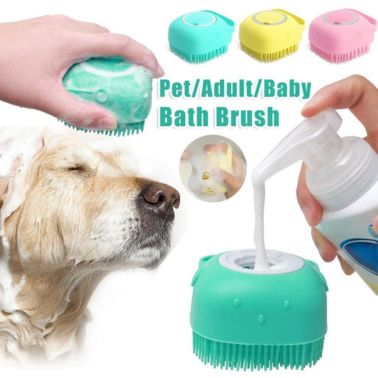 Silicone Massage Bath Scrubber with Shampoo Storage Container