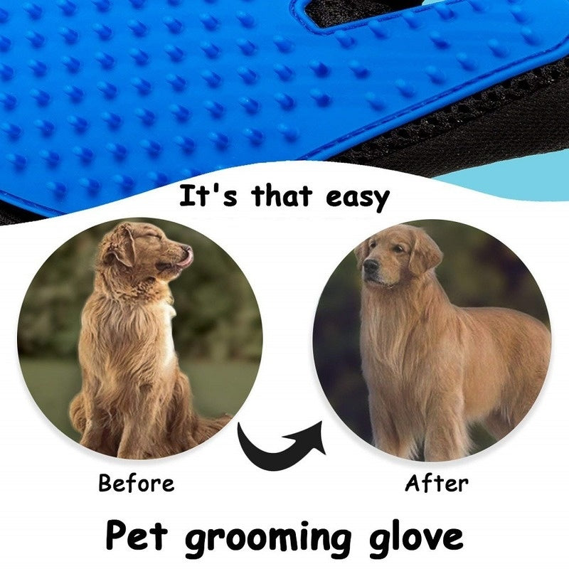 2-in-1 Pet Grooming & Deshedding Gloves for Cleaning & Massage