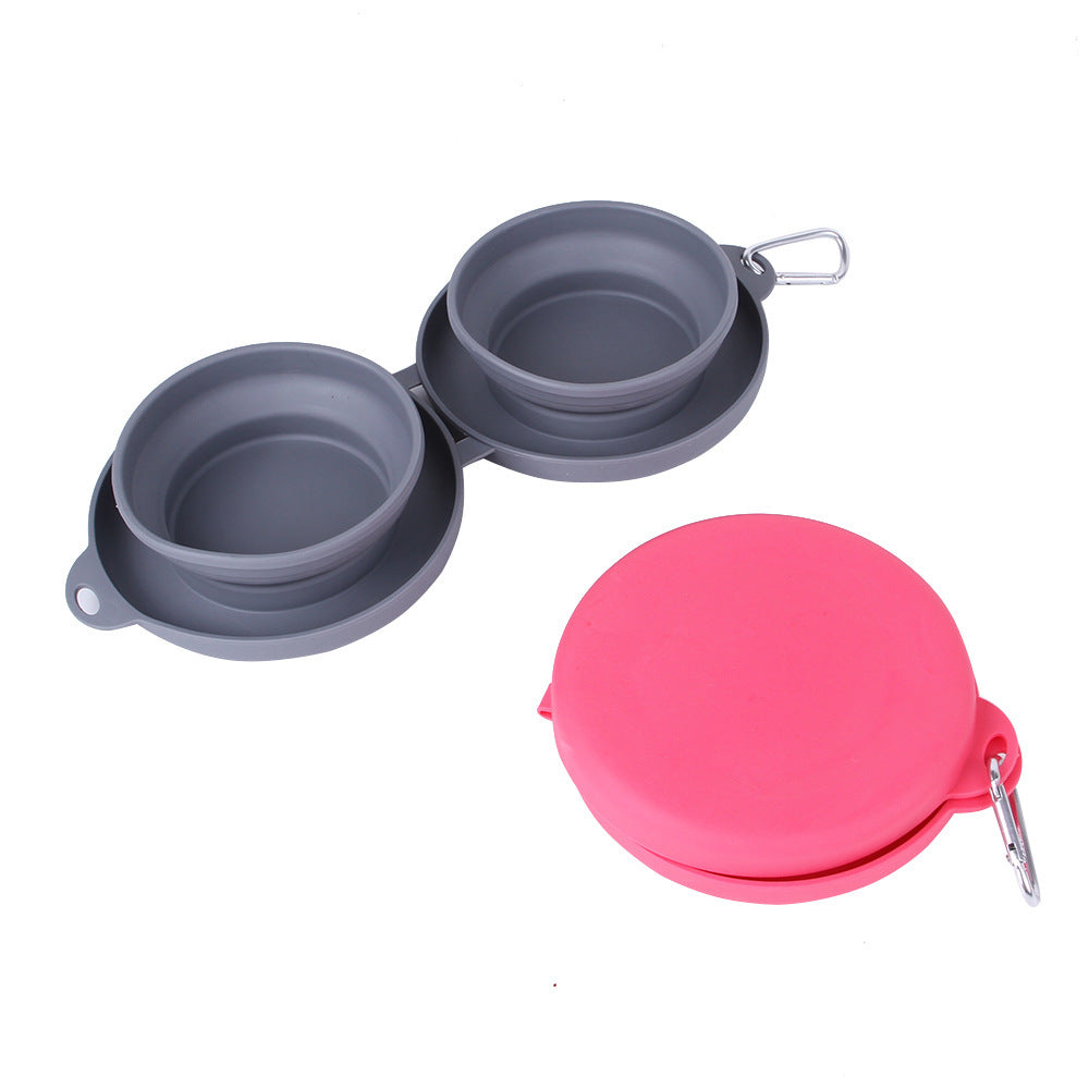 Anti-Flipping and Non-Skidding Silicone Double Collapsible Pet Feeding Bowl