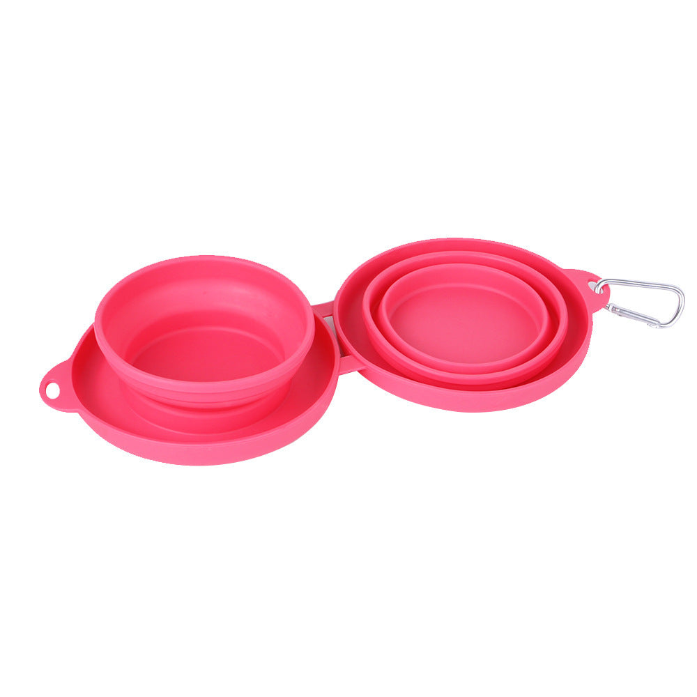 Anti-Flipping and Non-Skidding Silicone Double Collapsible Pet Feeding Bowl